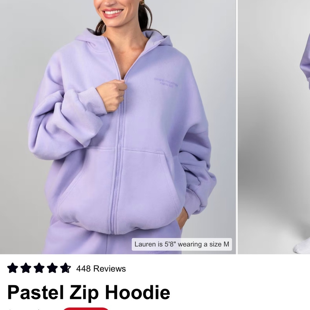 NWT Comfrt Lavender Zip Hoodie